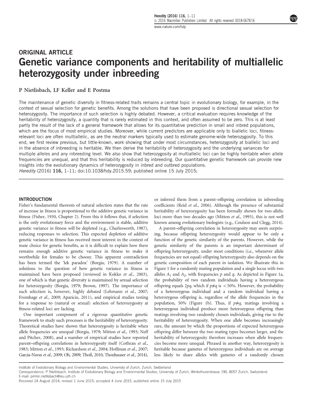 Genetic Variance Components and Heritability of Multiallelic Heterozygosity Under Inbreeding