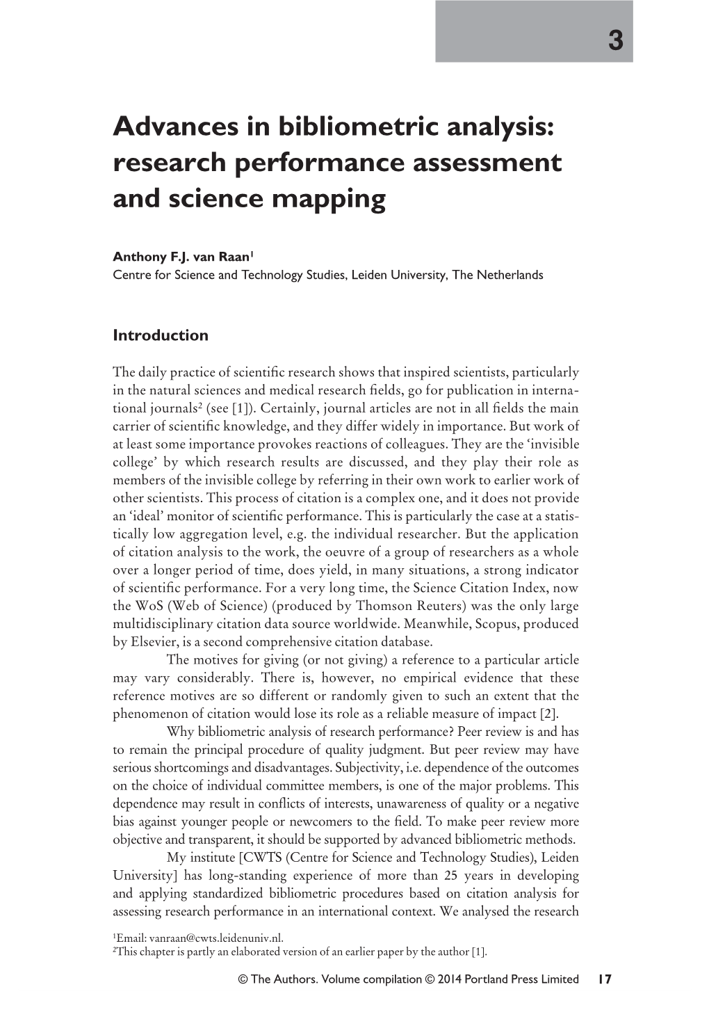 3 Advances in Bibliometric Analysis: Research Performance Assessment