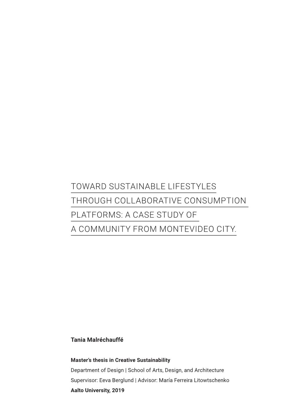 Toward Sustainable Lifestyles Through Collaborative Consumption Platforms: a Case Study of a Community from Montevideo City