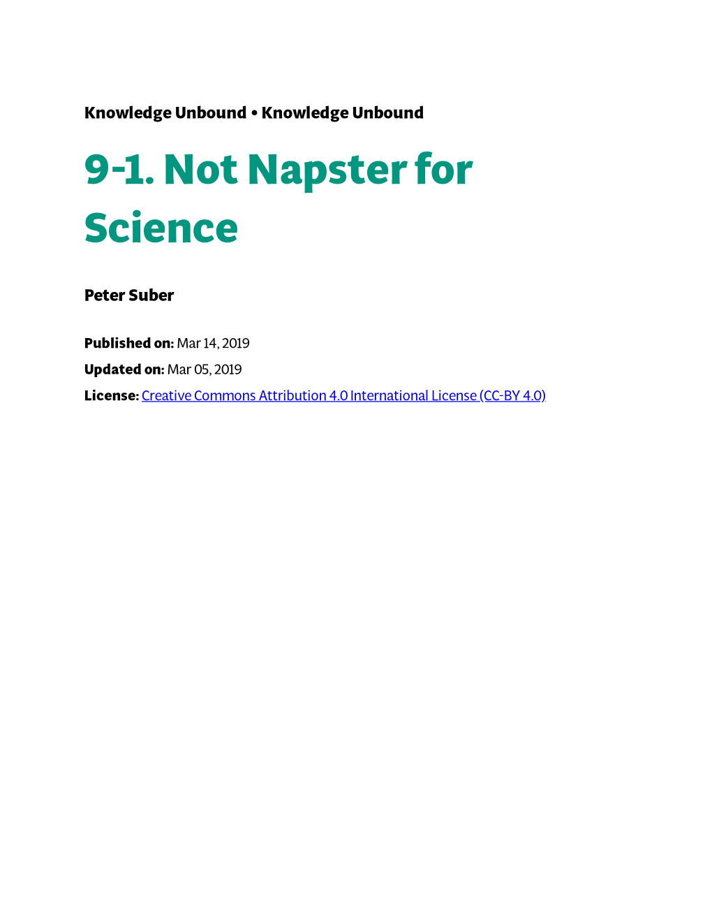 9-1. Not Napster for Science