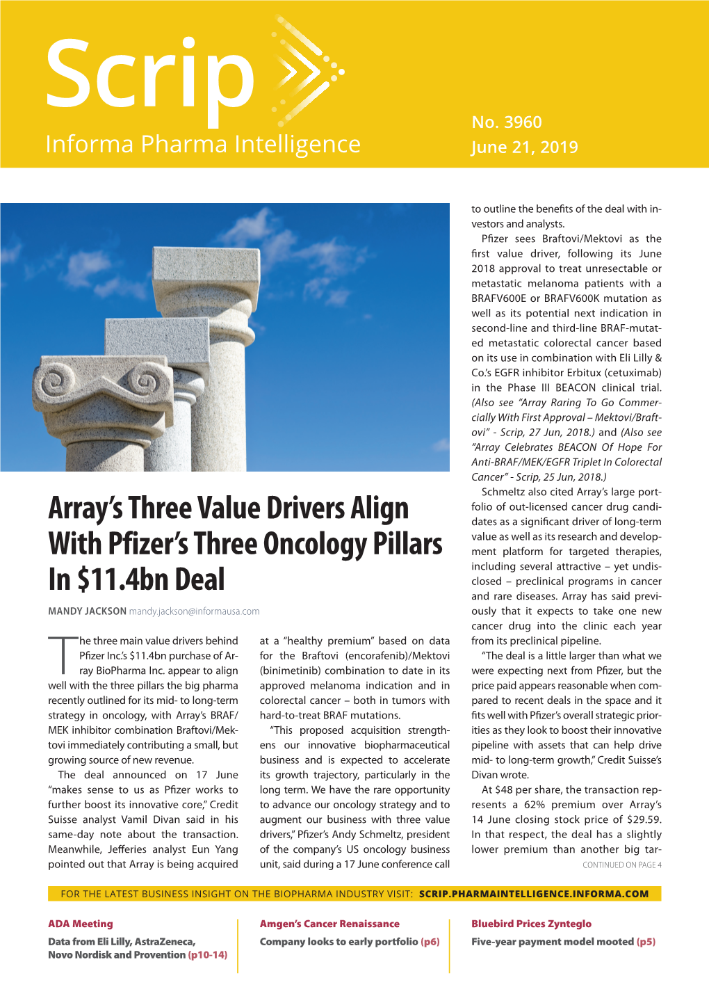 Array's Three Value Drivers Align with Pfizer's Three Oncology Pillars In