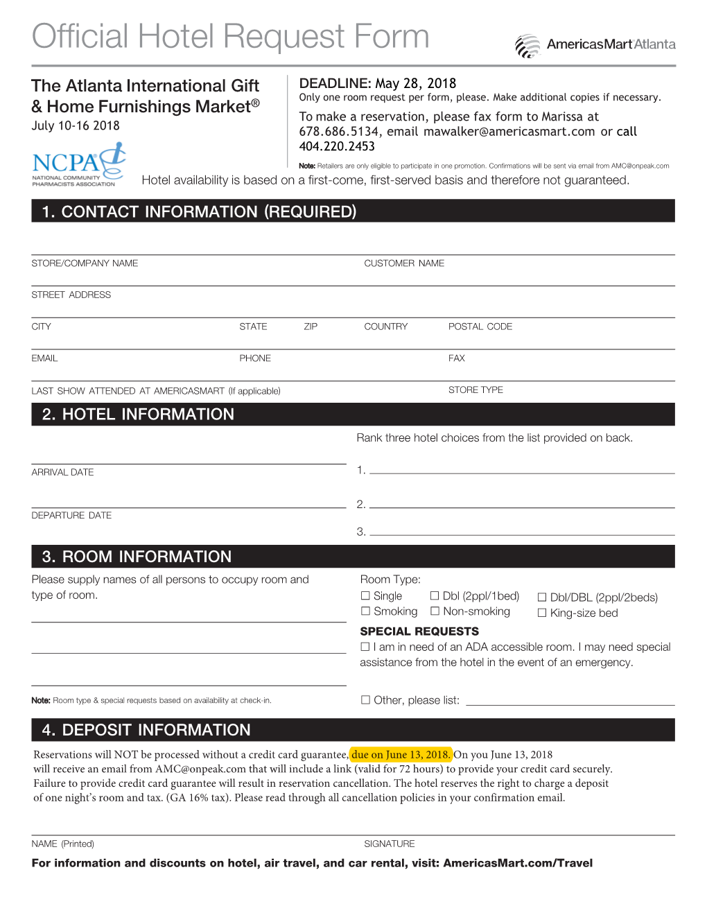 Official Hotel Request Form