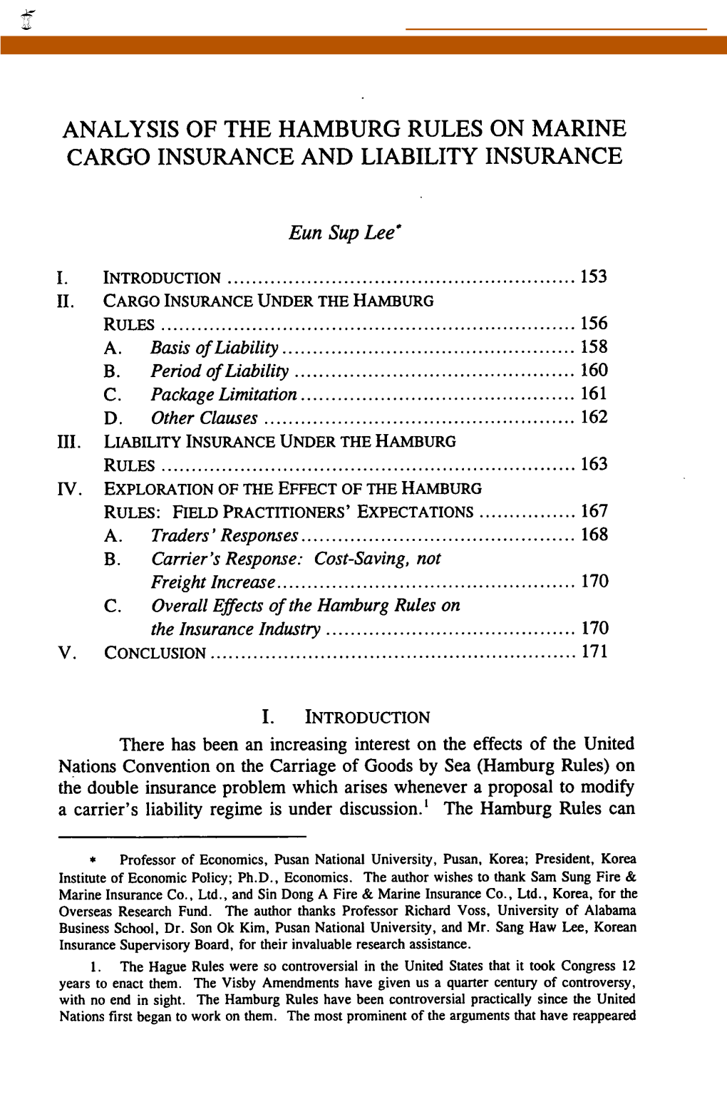 Analysis of the Hamburg Rules on Marine Cargo Insurance and Liability Insurance