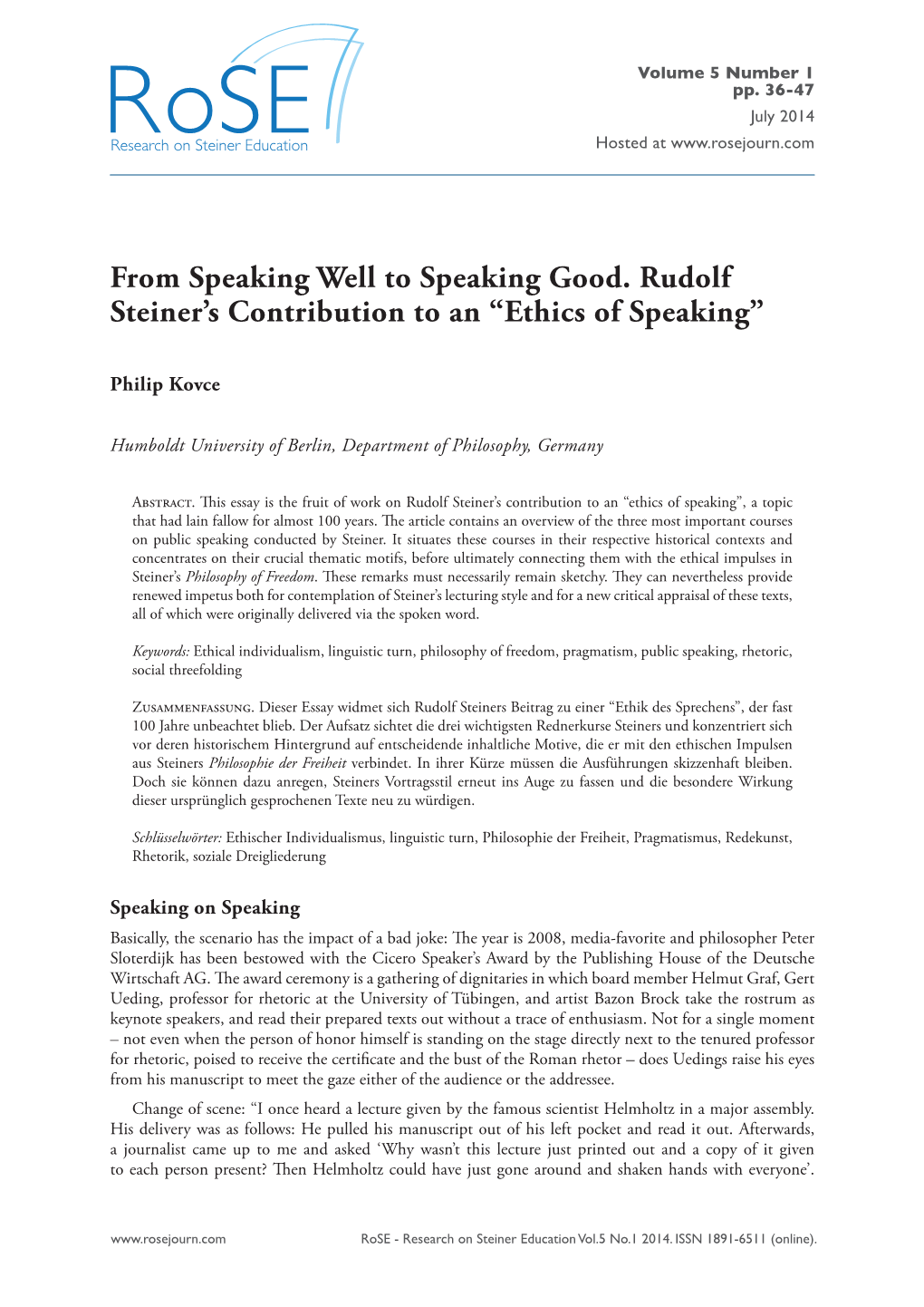 Ethics of Speaking”