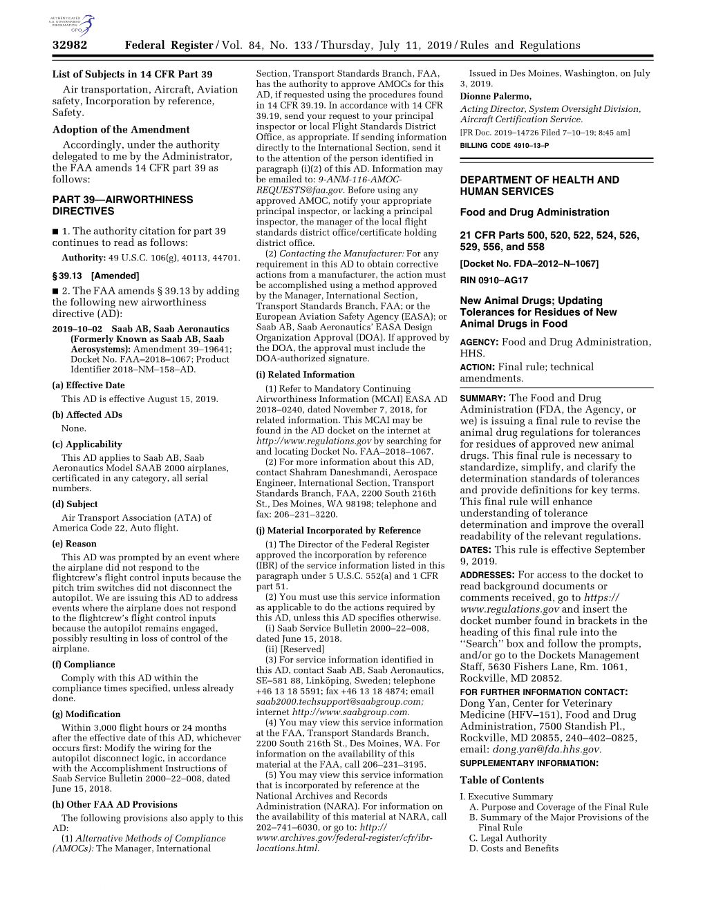 Federal Register/Vol. 84, No. 133/Thursday, July 11, 2019/Rules