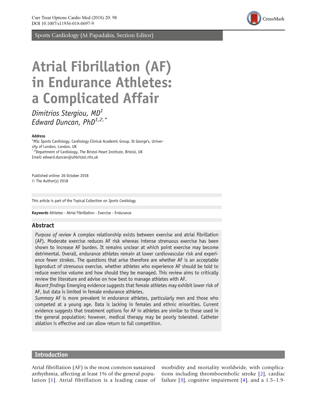 Atrial Fibrillation (AF) in Endurance Athletes: a Complicated Affair