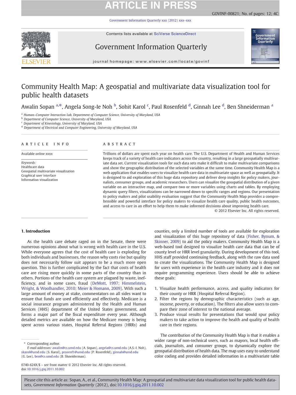 Community Health Map: a Geospatial and Multivariate Data Visualization Tool for Public Health Datasets