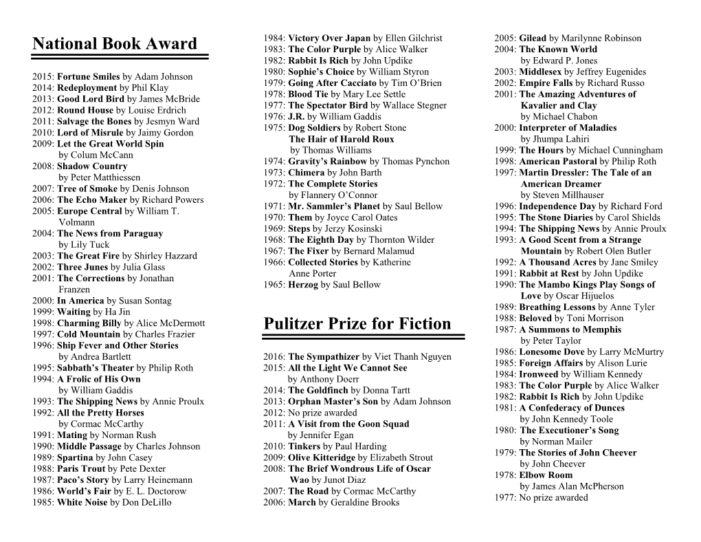 Fiction Winners