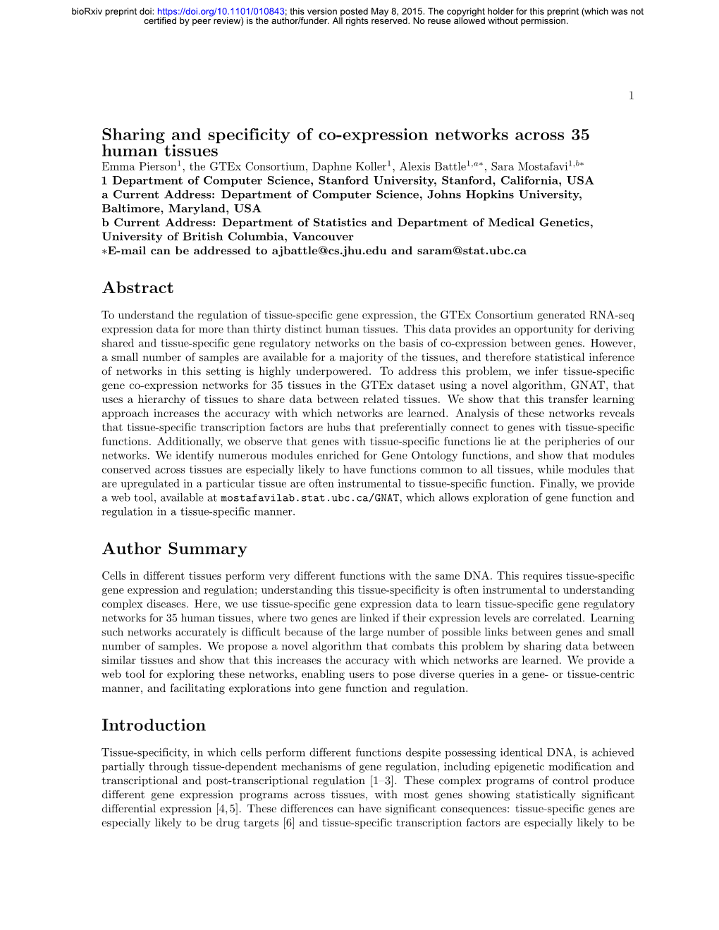 Sharing and Specificity of Co-Expression Networks Across 35