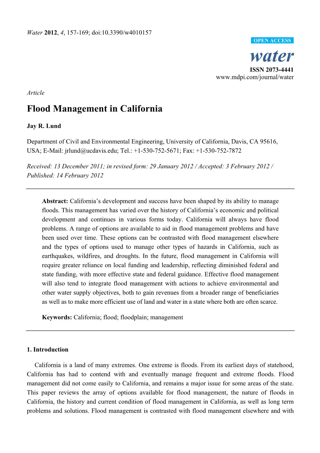 Flood Management in California