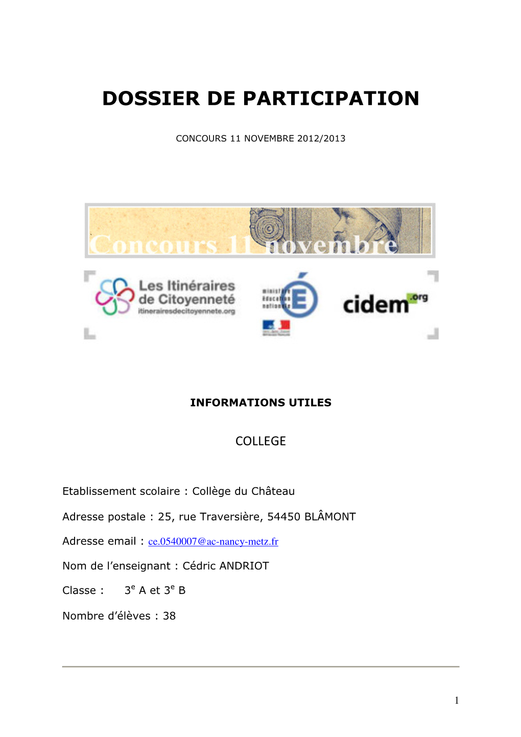 Dossier De Participation