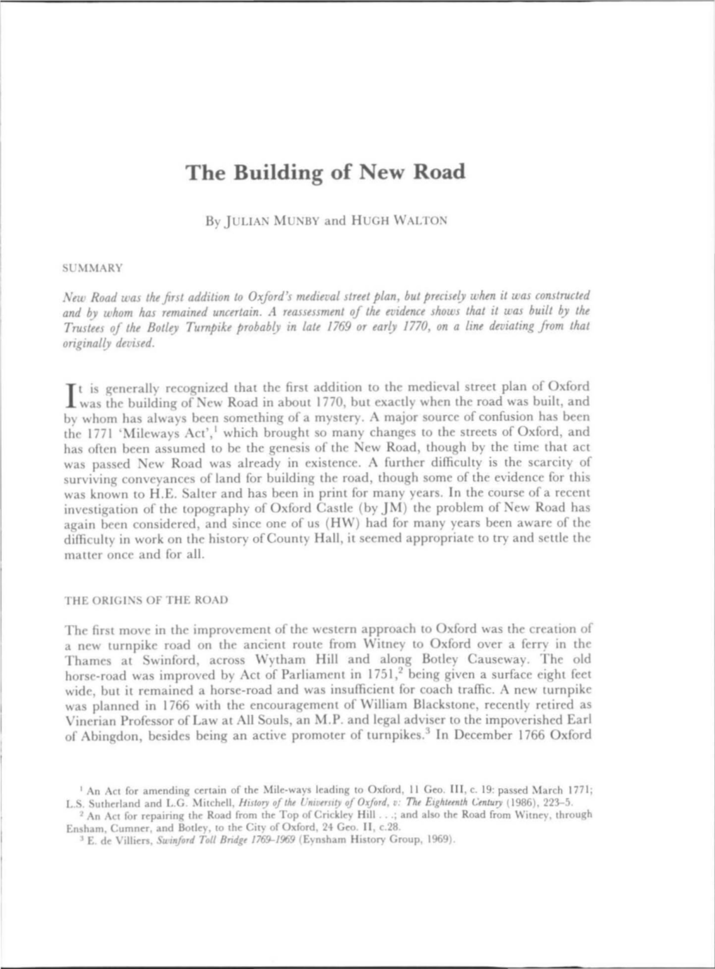 The Building of New Road