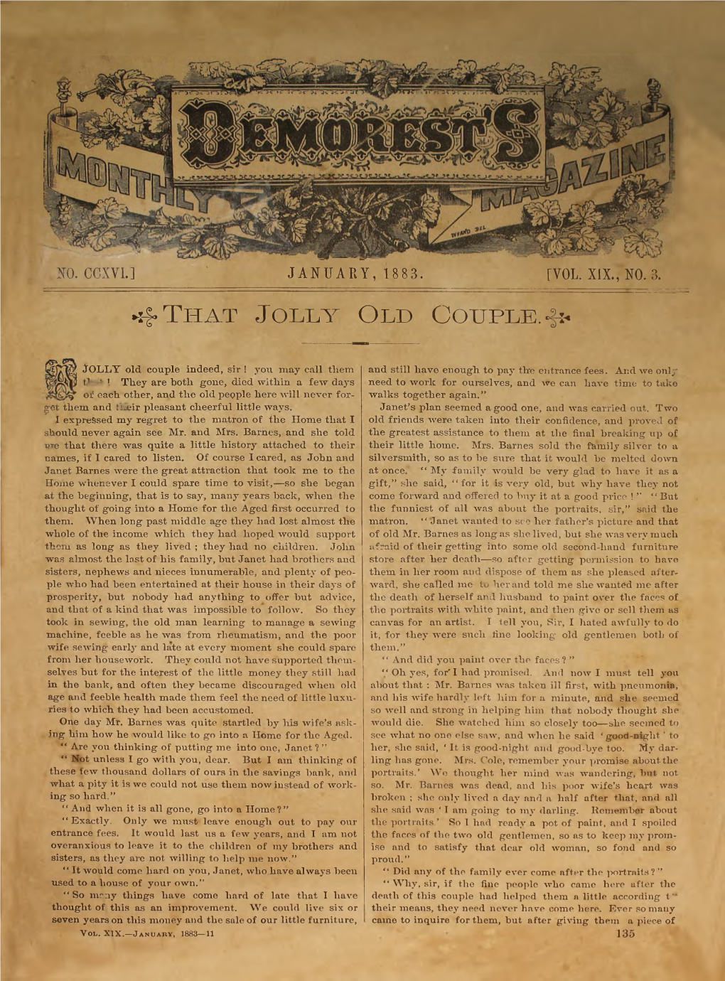 Demorest's Family Magazine. January 1883. Vol. 19, No. 3