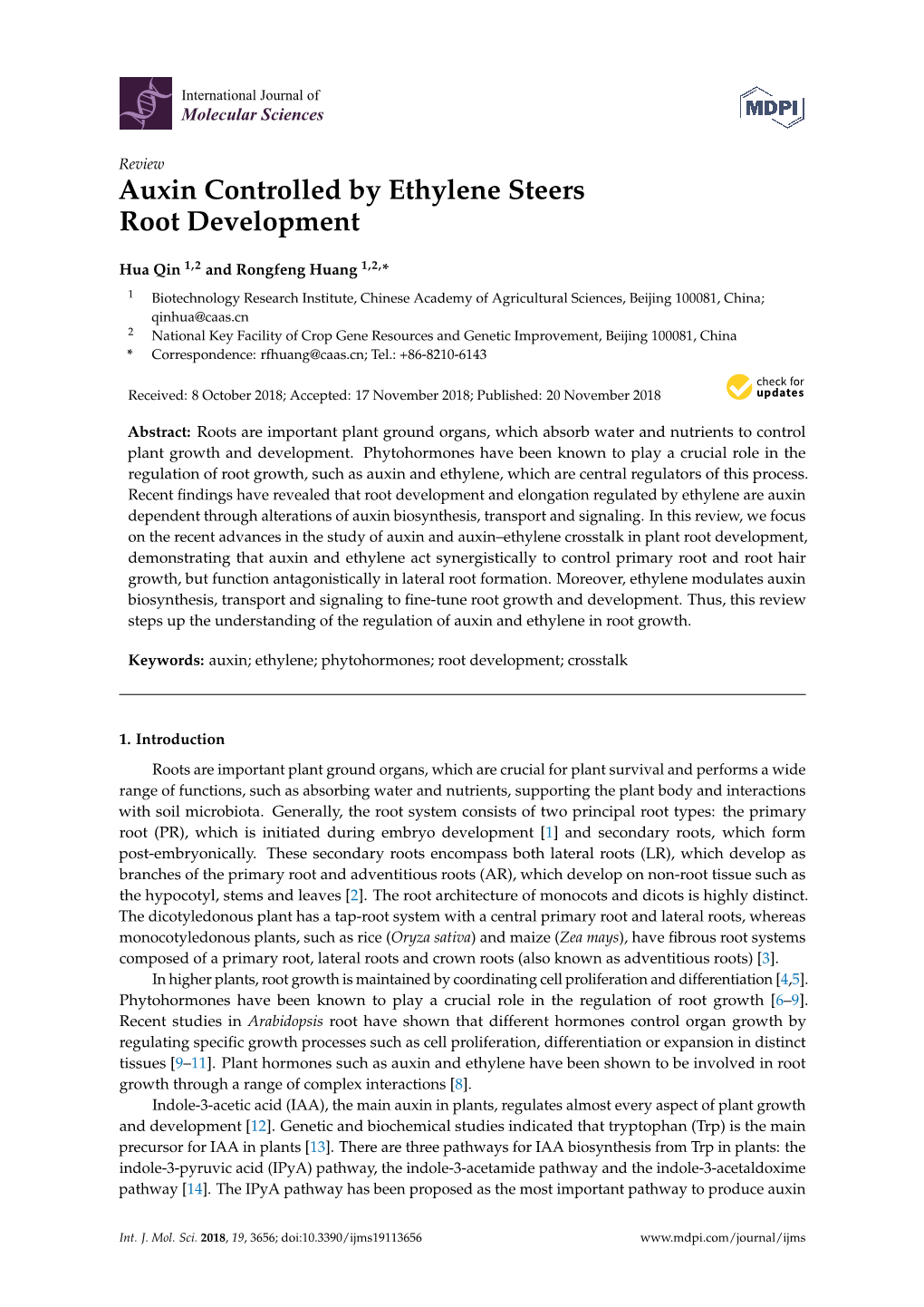 Auxin Controlled by Ethylene Steers Root Development