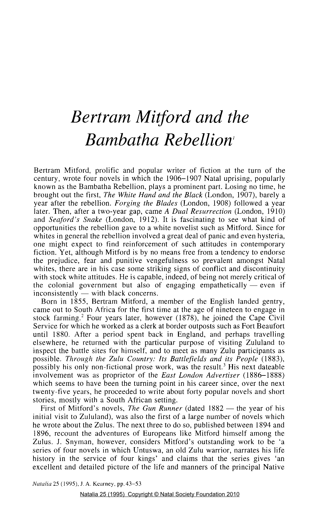 Bertram Mitford and the Bambatha Rebellion]