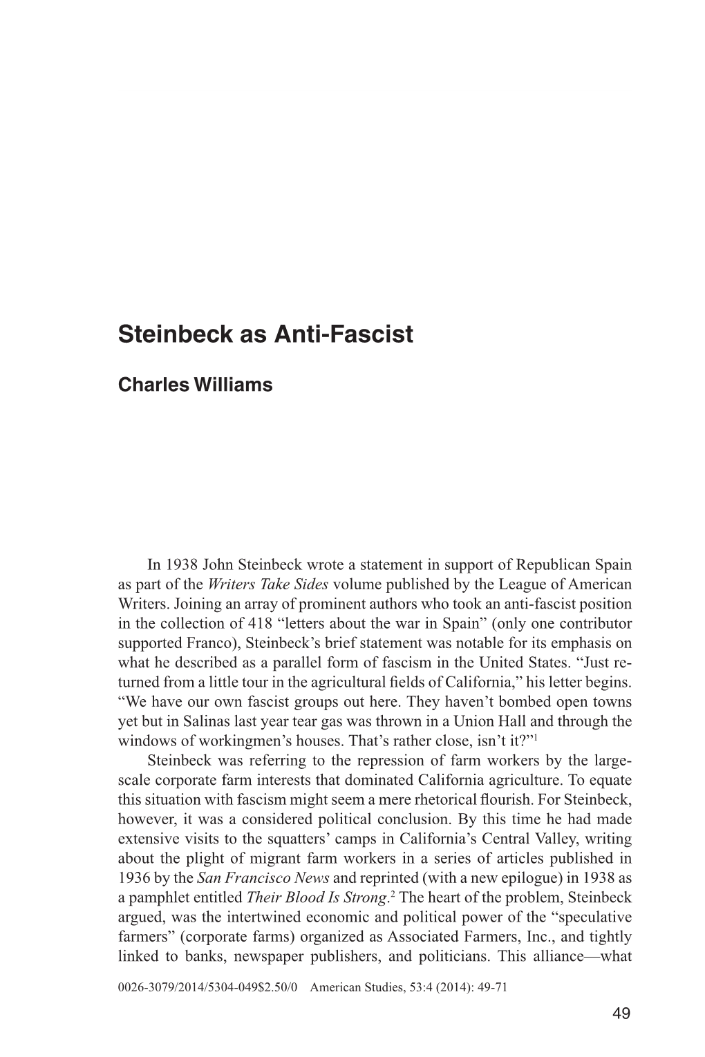 Steinbeck As Anti-Fascist 49