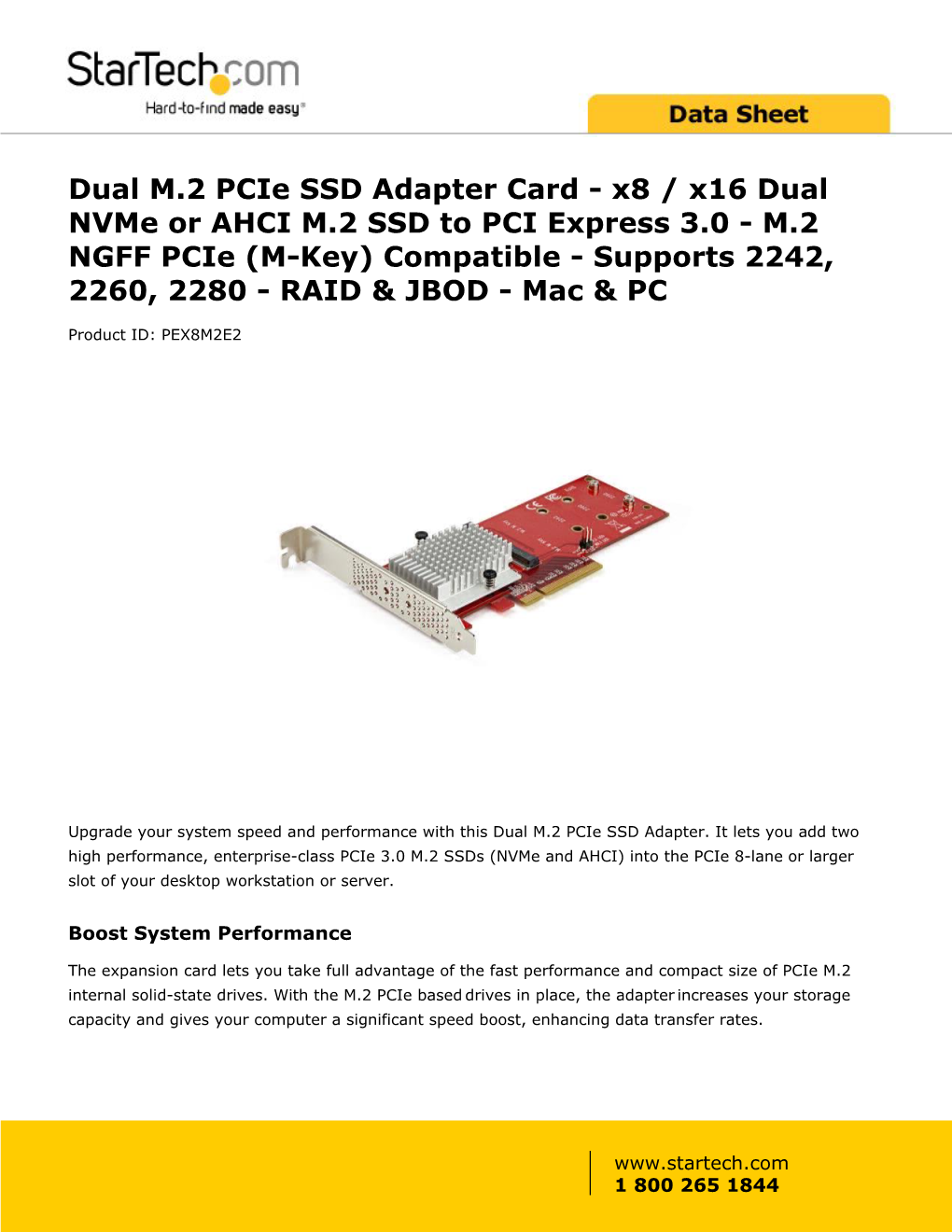 X8 Dual M.2 Pcie 3.0 SSD Adapter