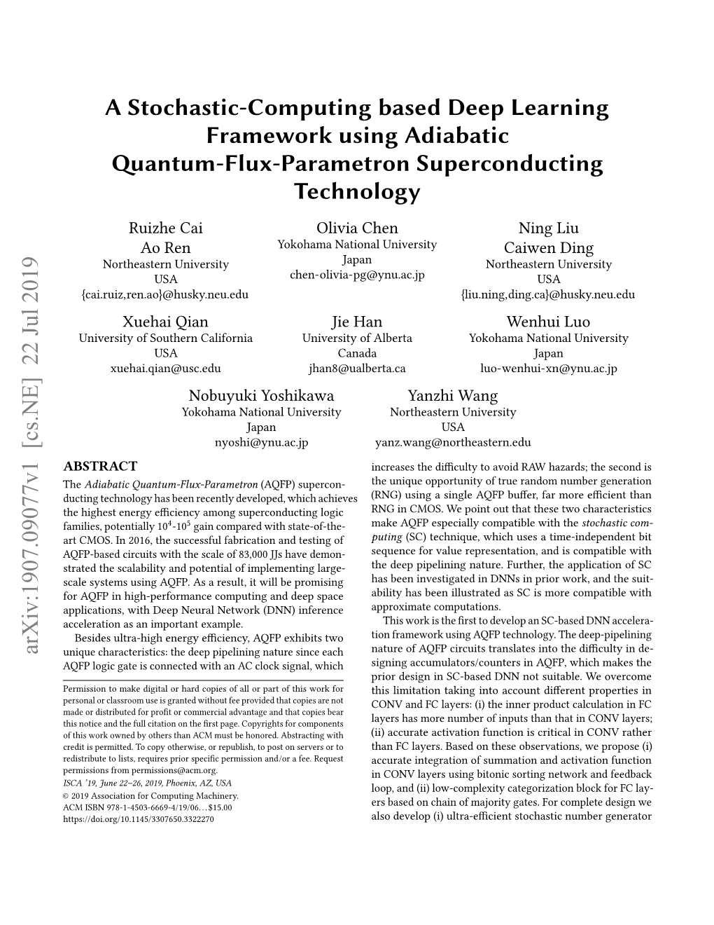 A Stochastic-Computing Based Deep Learning Framework Using