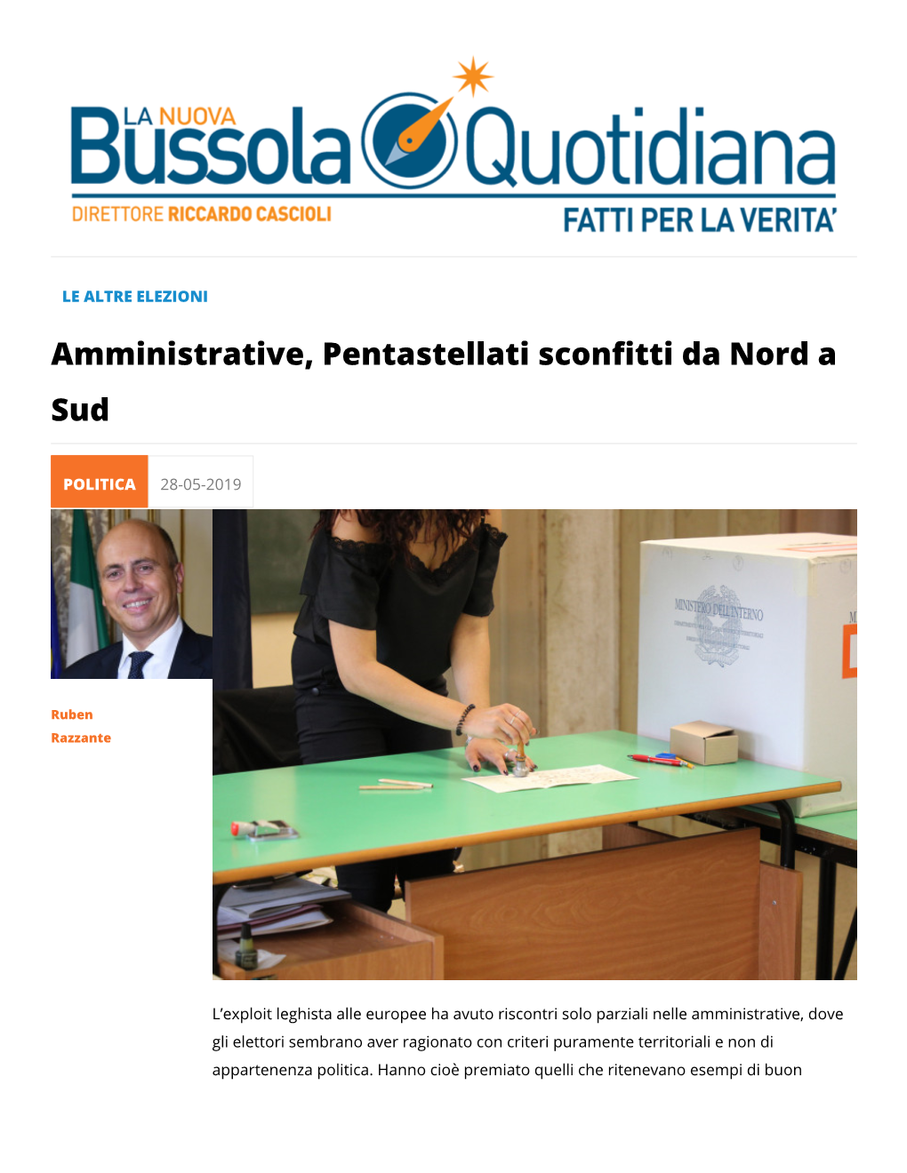 Amministrative, Pentastellati Sconfitti Da Nord a Sud