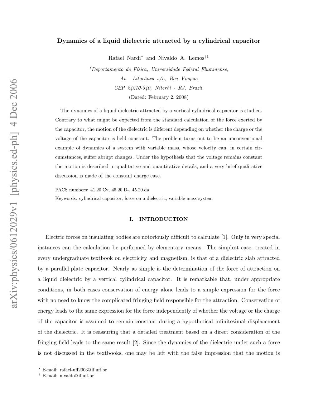 Dynamics of a Liquid Dielectric Attracted by a Cylindrical Capacitor