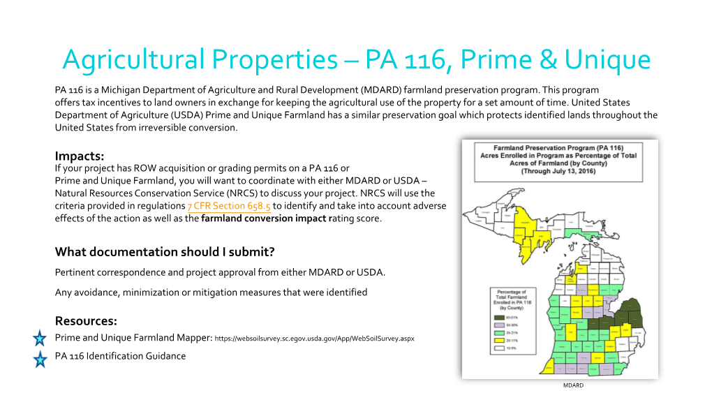 Agricultural Properties – PA 116, Prime & Unique