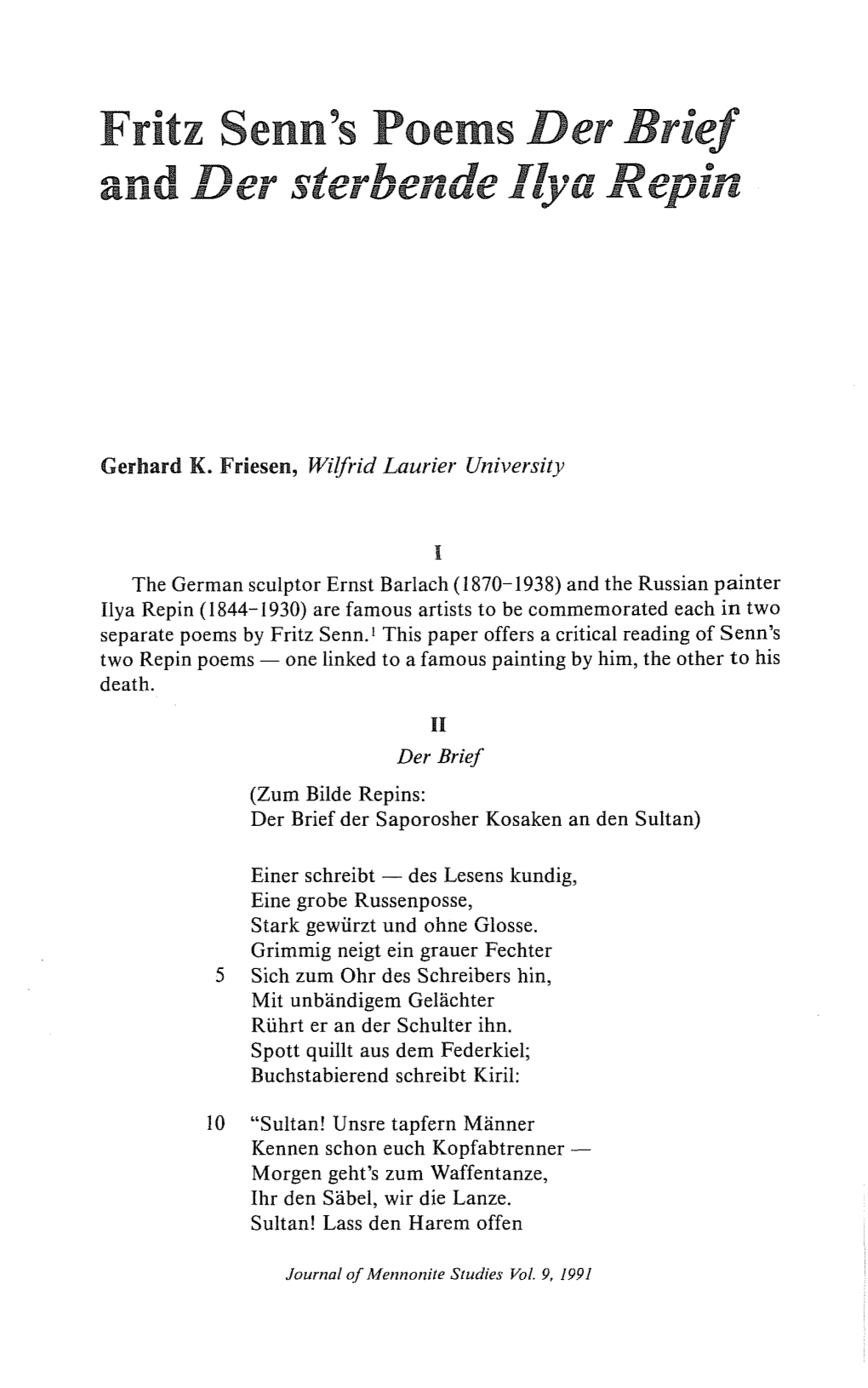 Fritz Senn's Poems Der Brief ,,A ,,A Nfi, Olnnrlnaaafi Tlb9ss Nfl.Risl:.Rur E&R Acc&Rr Ucasrcuc I ~Yu11 G~CIC