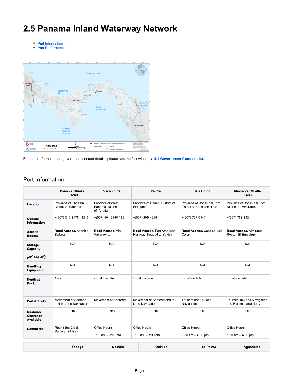 2.5 Panama Inland Waterway Network