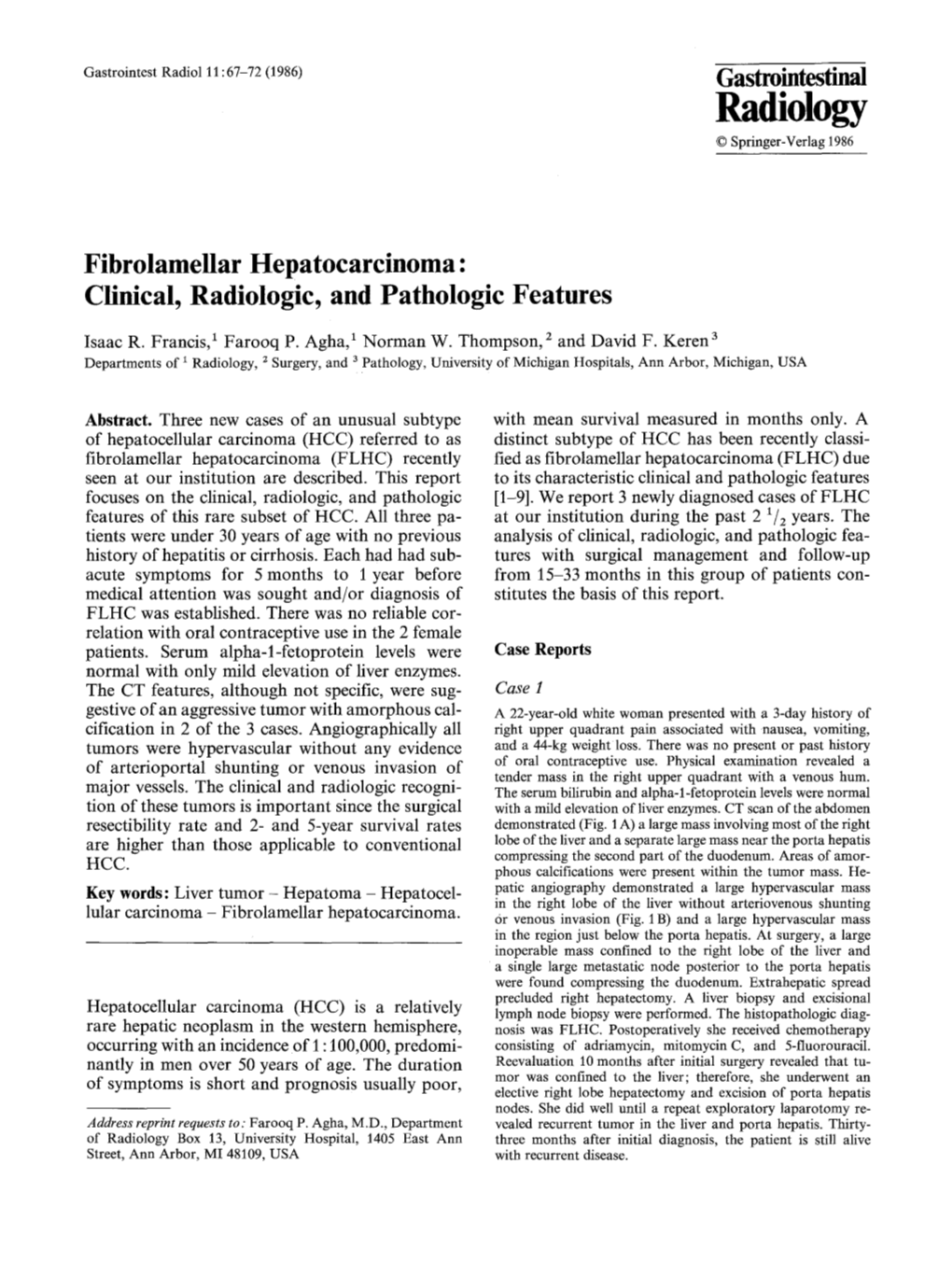 Fibrolamellar Hepatocarcinoma: Clinical, Radiologic, and Pathologic Features