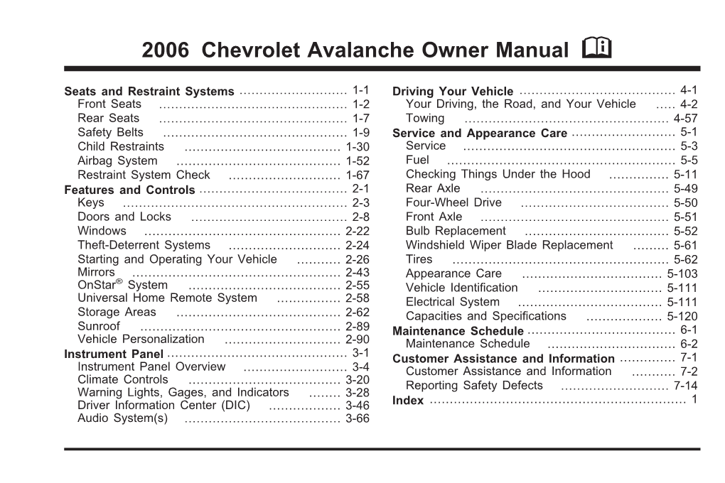 2006 Chevrolet Avalanche Owner Manual M