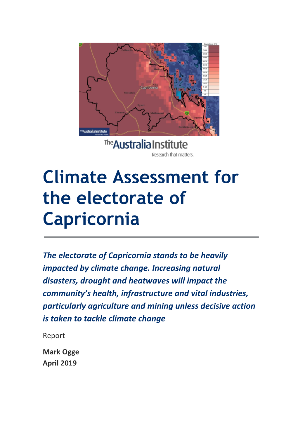 Climate Assessment for the Electorate of Capricornia