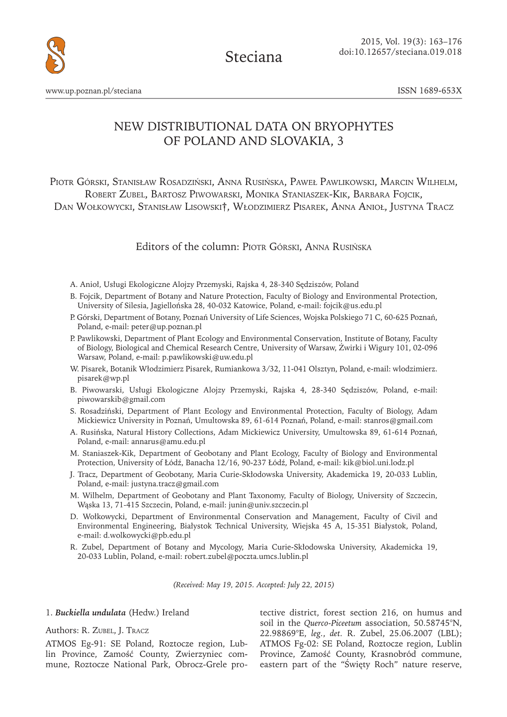 Steciana Doi:10.12657/Steciana.019.018 ISSN 1689-653X