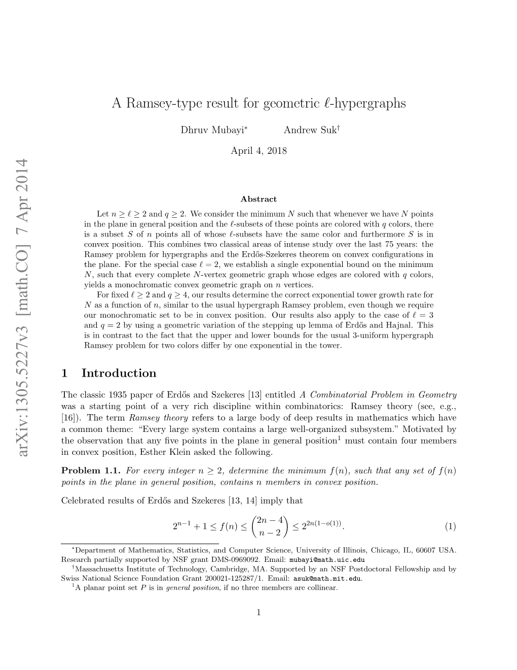 A Ramsey-Type Result for Geometric L-Hypergraphs