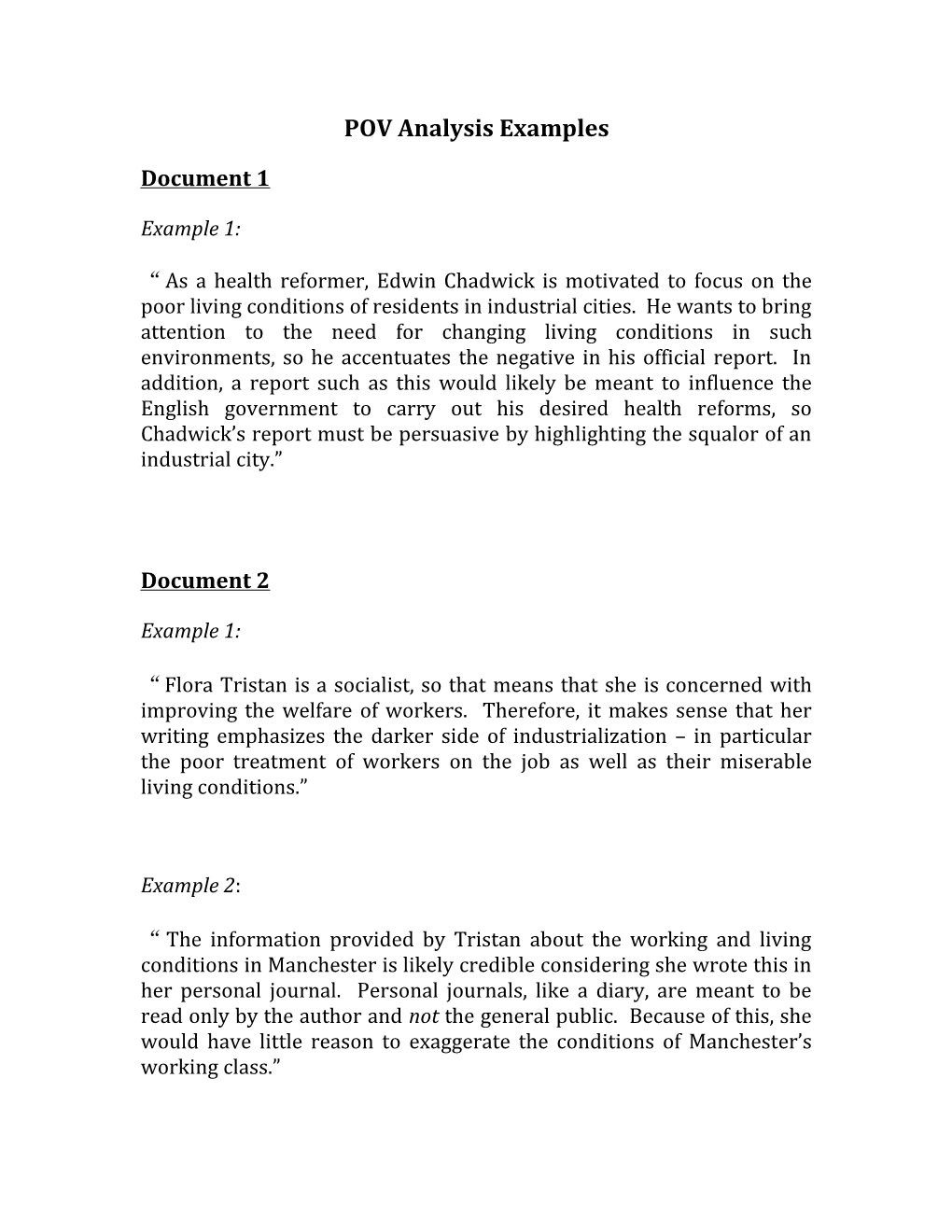 POV Analysis Examples