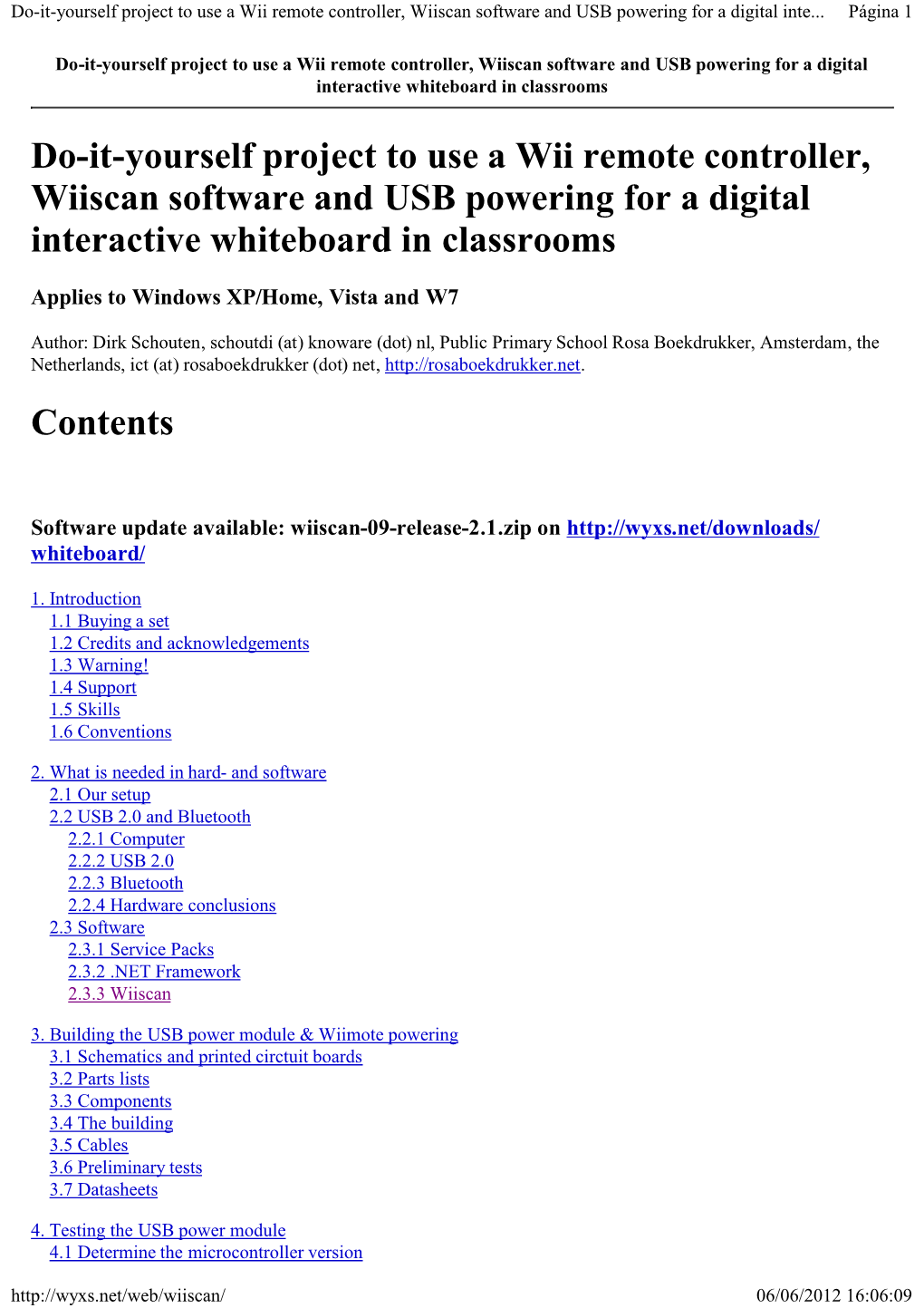 Do-It-Yourself Project to Use a Wii Remote Controller, Wiiscan Software and USB Powering for a Digital Inte