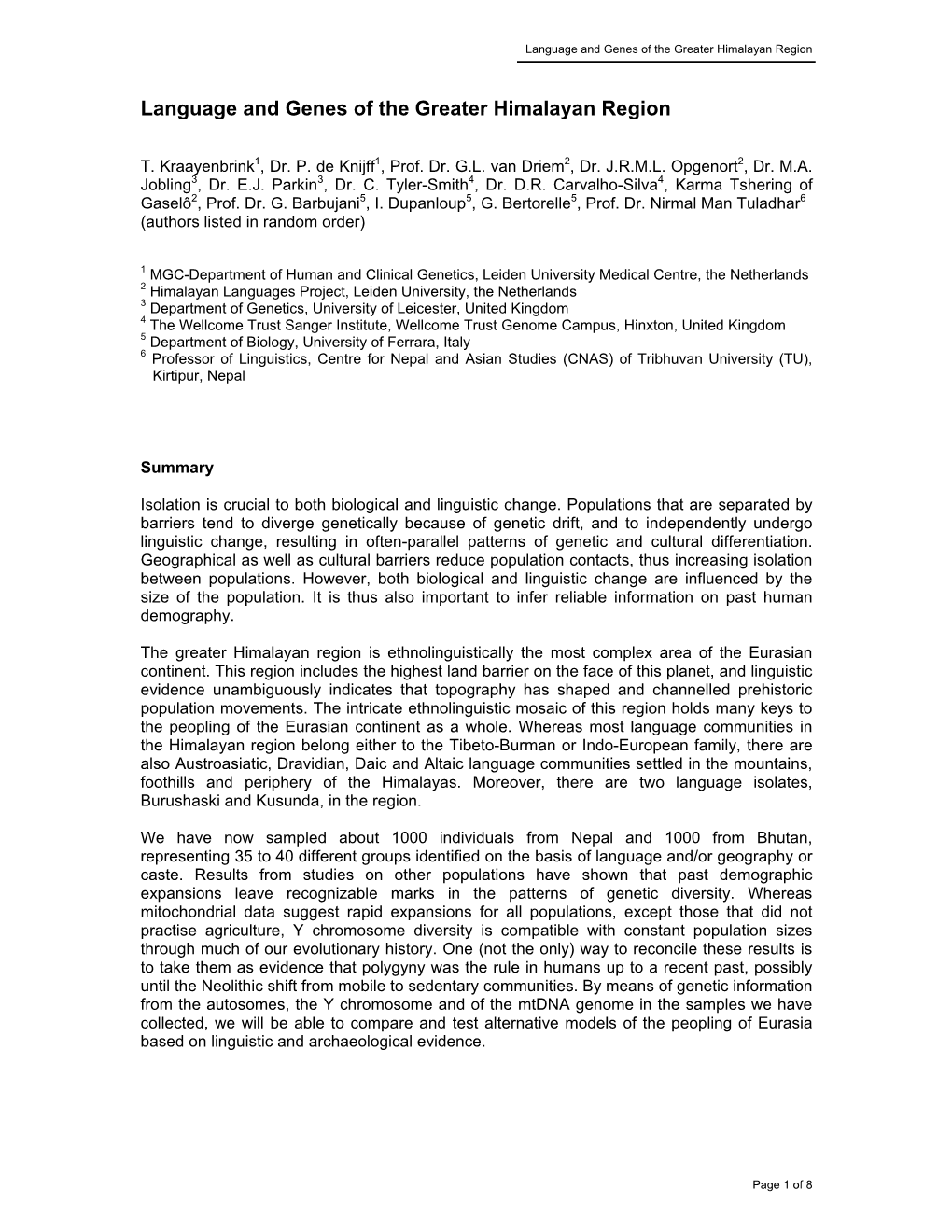 Language and Genes of the Greater Himalayan Region