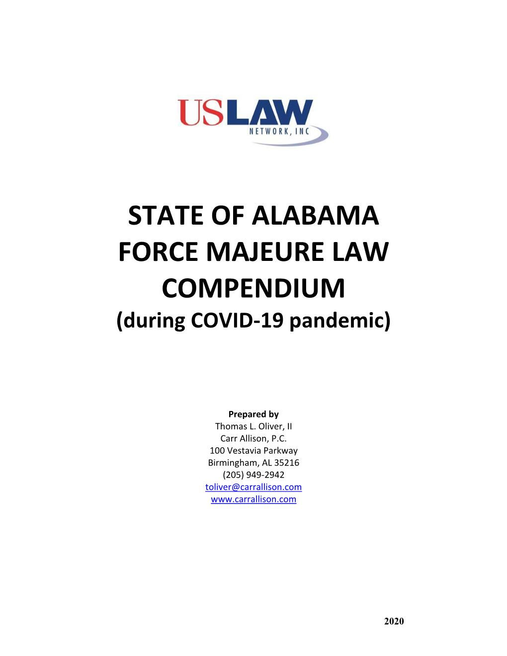 STATE of ALABAMA FORCE MAJEURE LAW COMPENDIUM (During COVID-19 Pandemic)
