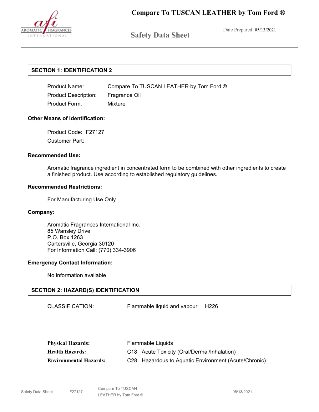 Safety Data Sheet