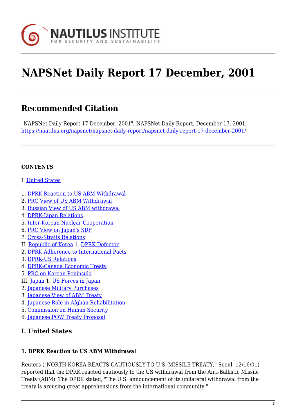 Napsnet Daily Report 17 December, 2001