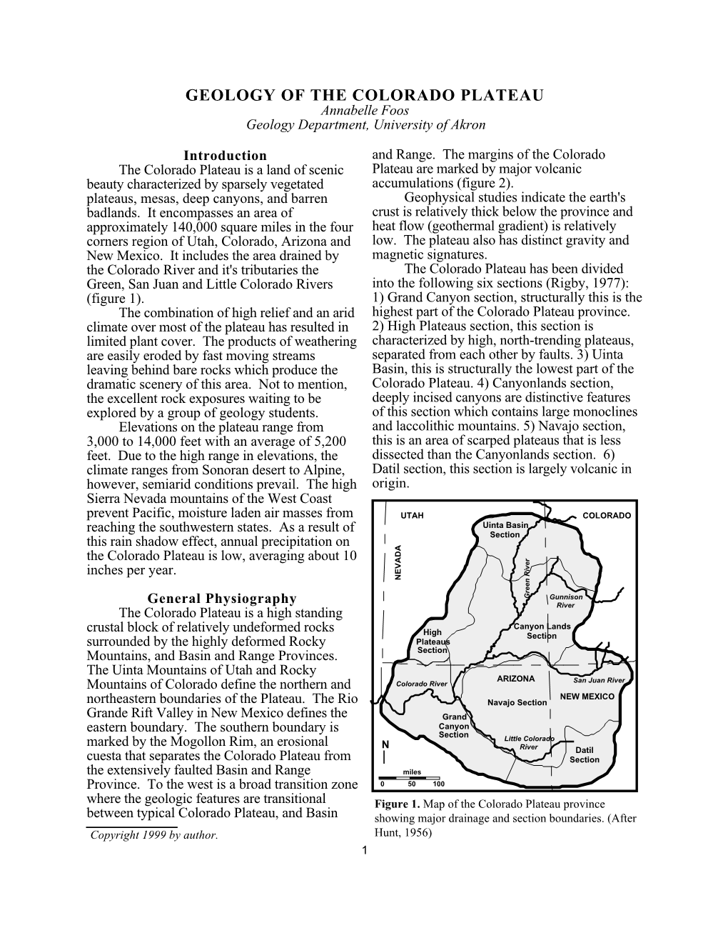 GEOLOGY of the COLORADO PLATEAU Annabelle Foos Geology Department, University of Akron