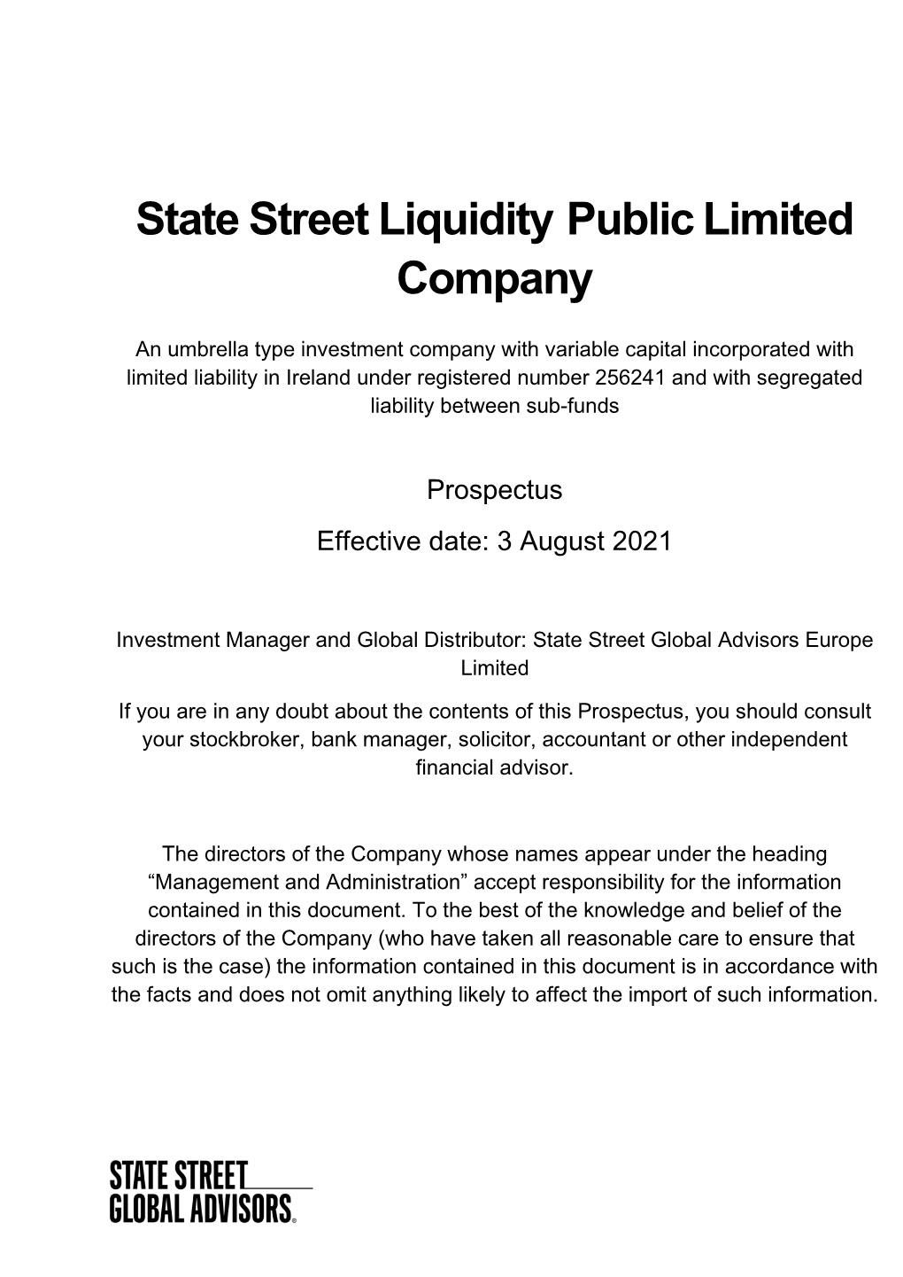 State Street Liquidity Public Limited Company