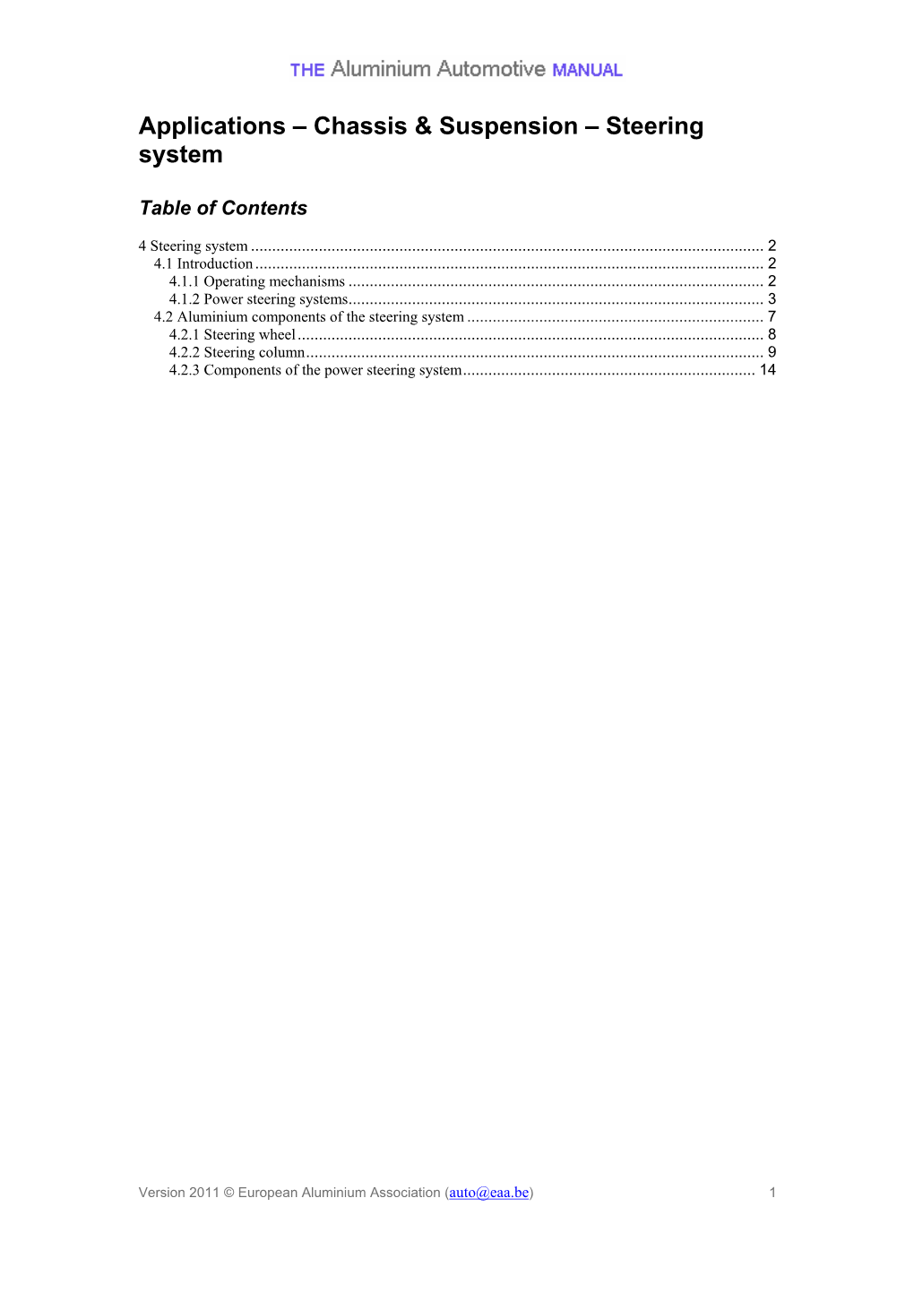 Applications – Chassis & Suspension – Steering System