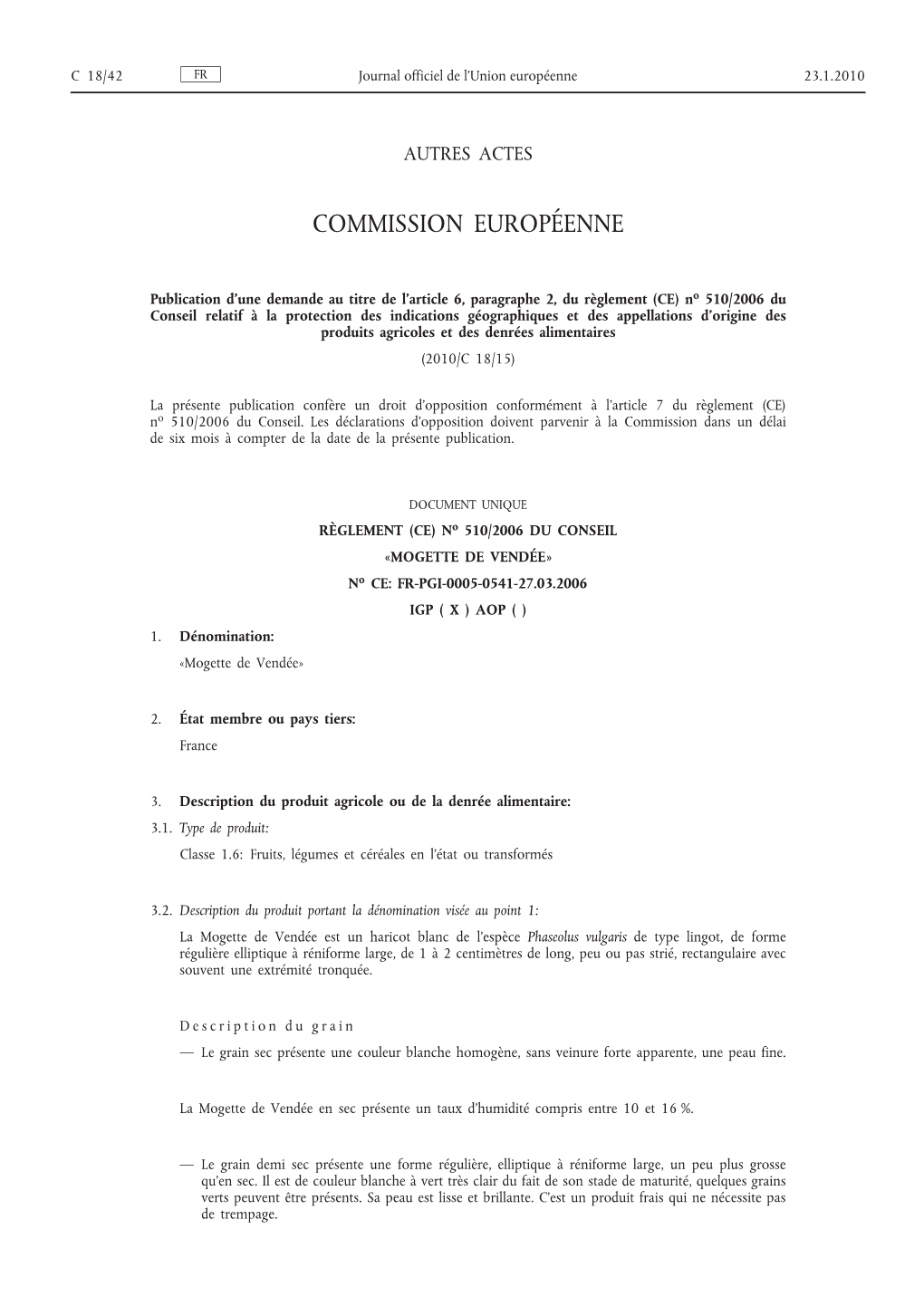 Publication D'une Demande Au Titre De L'article 6, Paragraphe 2, Du Règlement