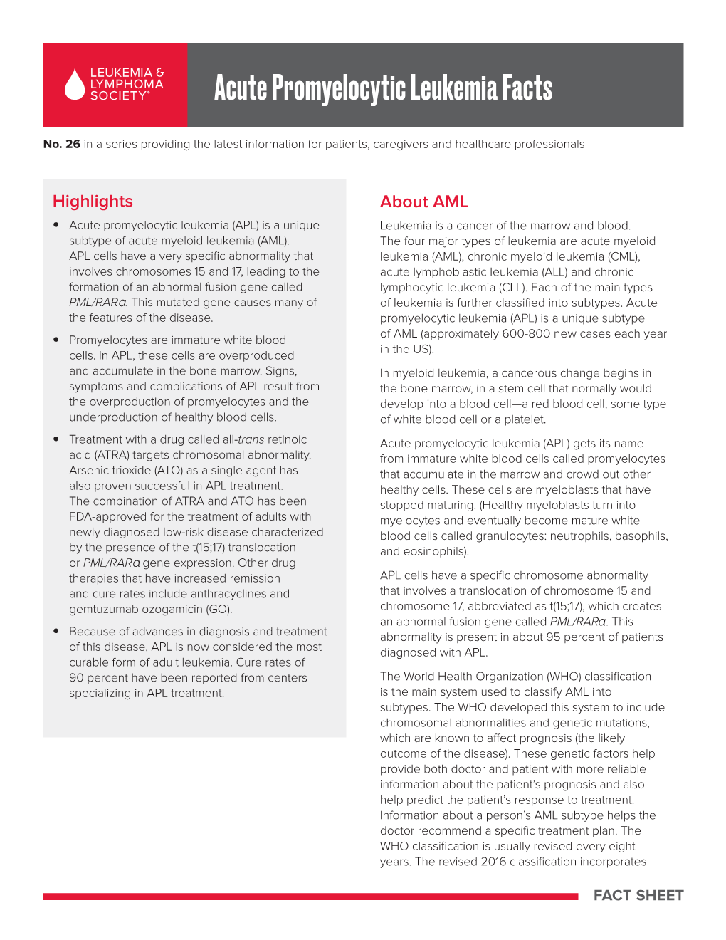 Acute Promyelocytic Leukemia Facts