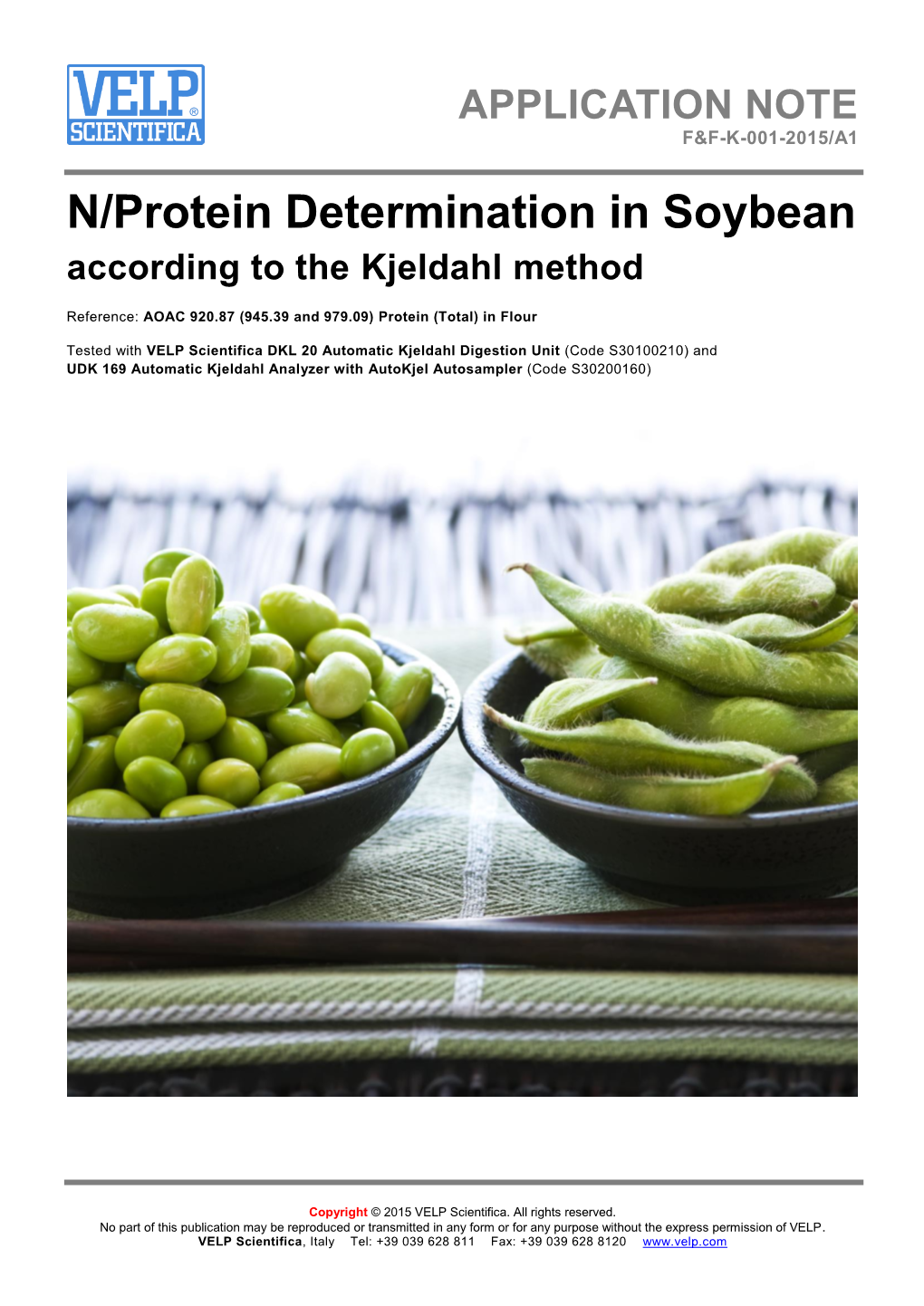 N/Protein Determination in Soybean According to the Kjeldahl Method