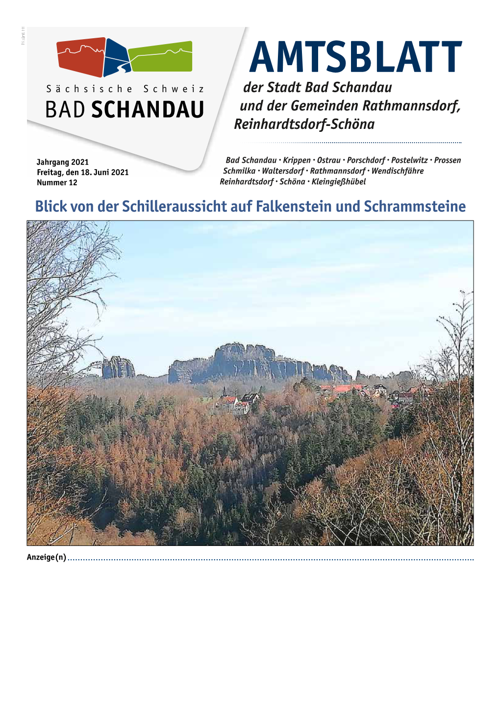 Amtsblatt Der Stadt Bad Schandau Und Der Gemeinden Rathmannsdorf, Reinhardtsdorf-Schöna