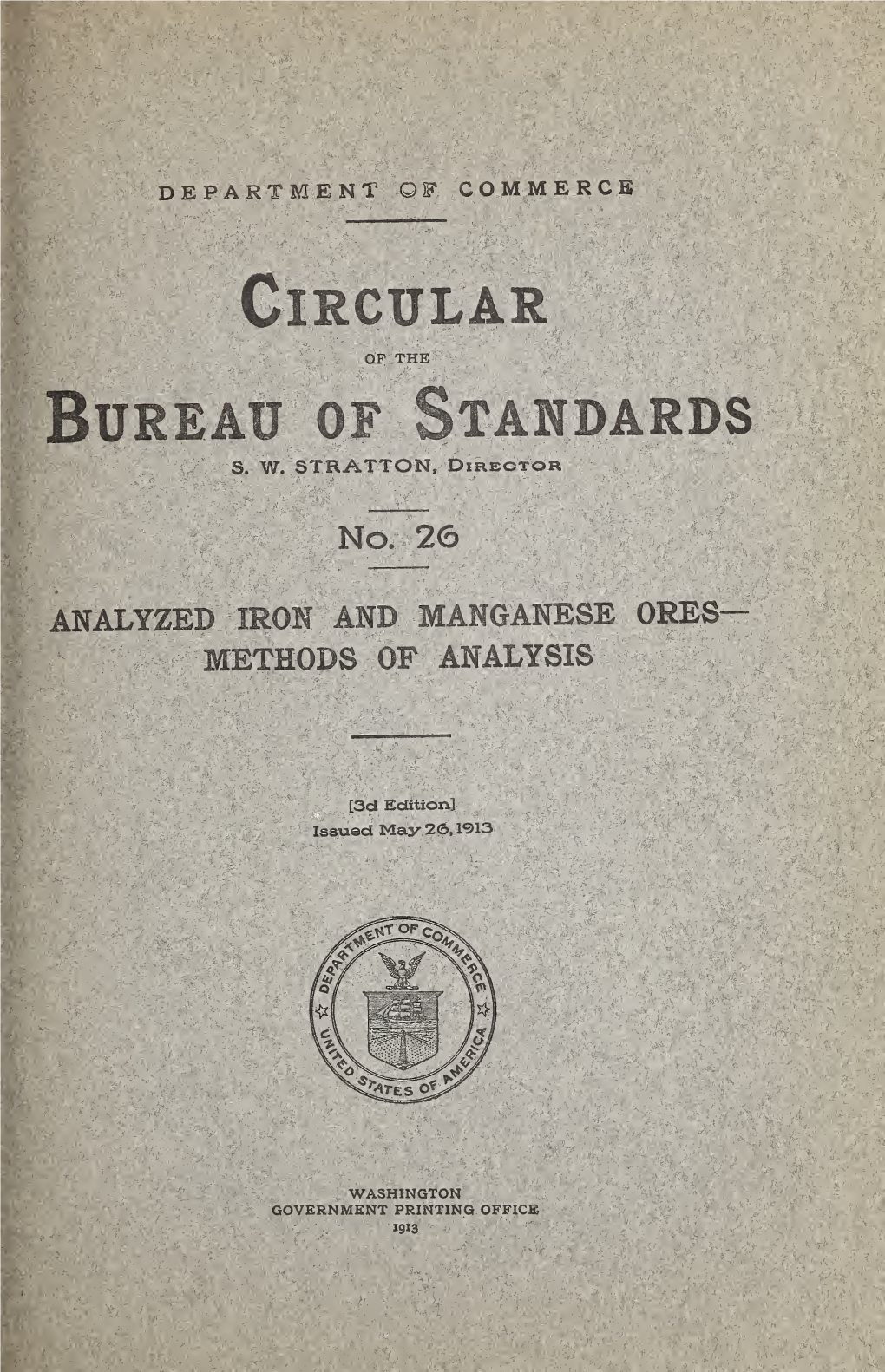 Circular of the Bureau of Standards No. 26 3Rd Edition: Analyzed Iron