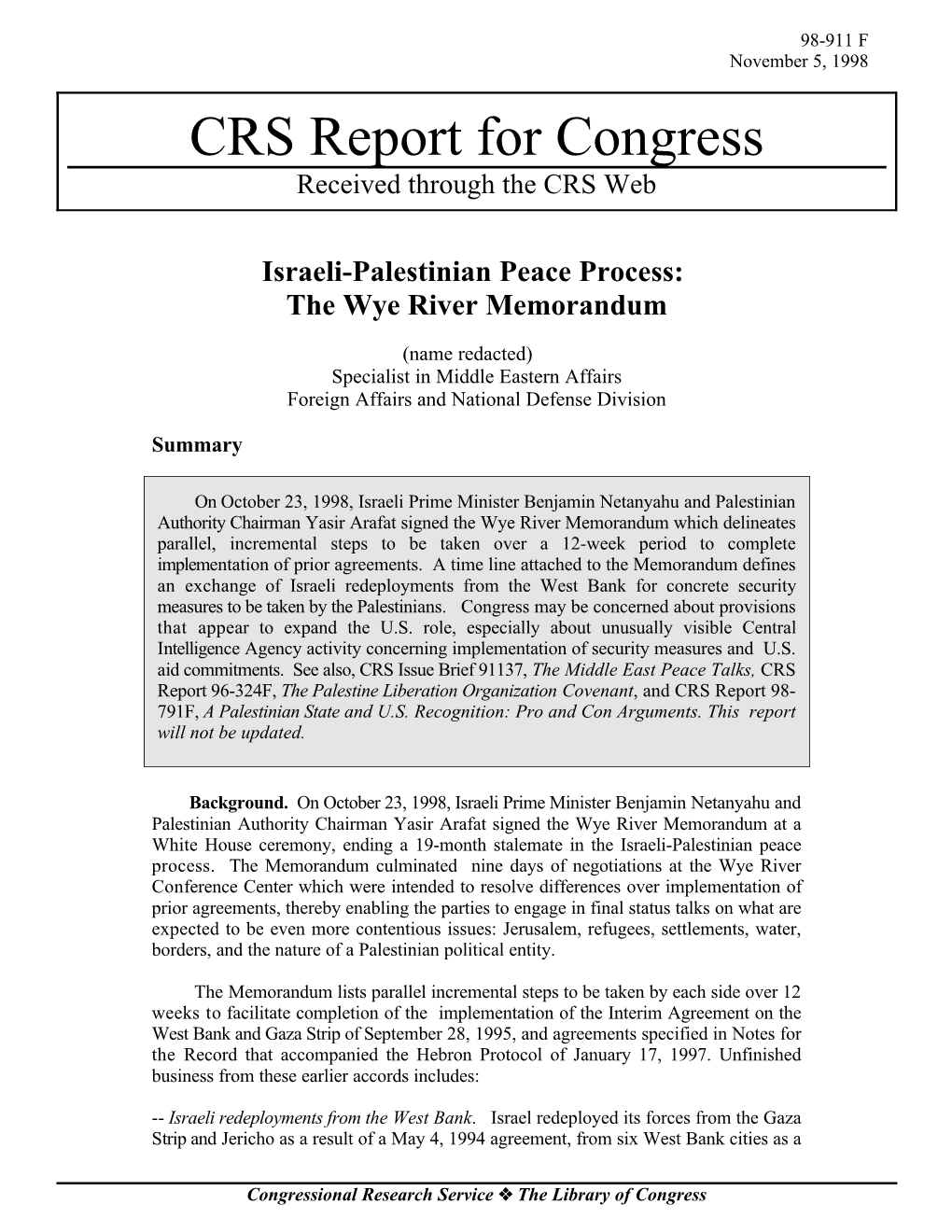 The Wye River Memorandum