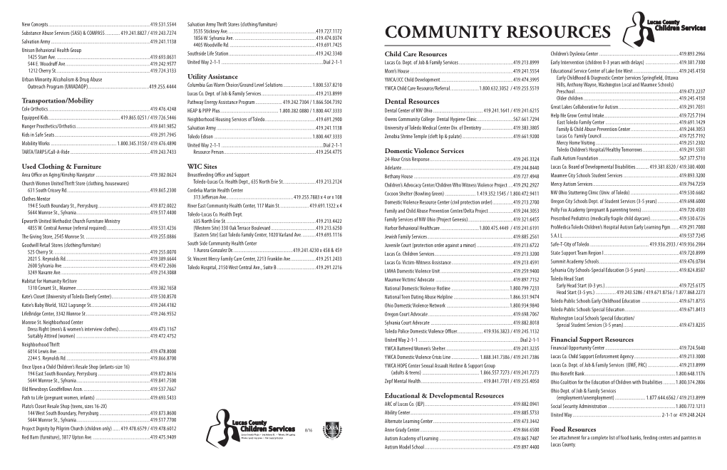 COMMUNITY RESOURCES 4405 Woodville Rd
