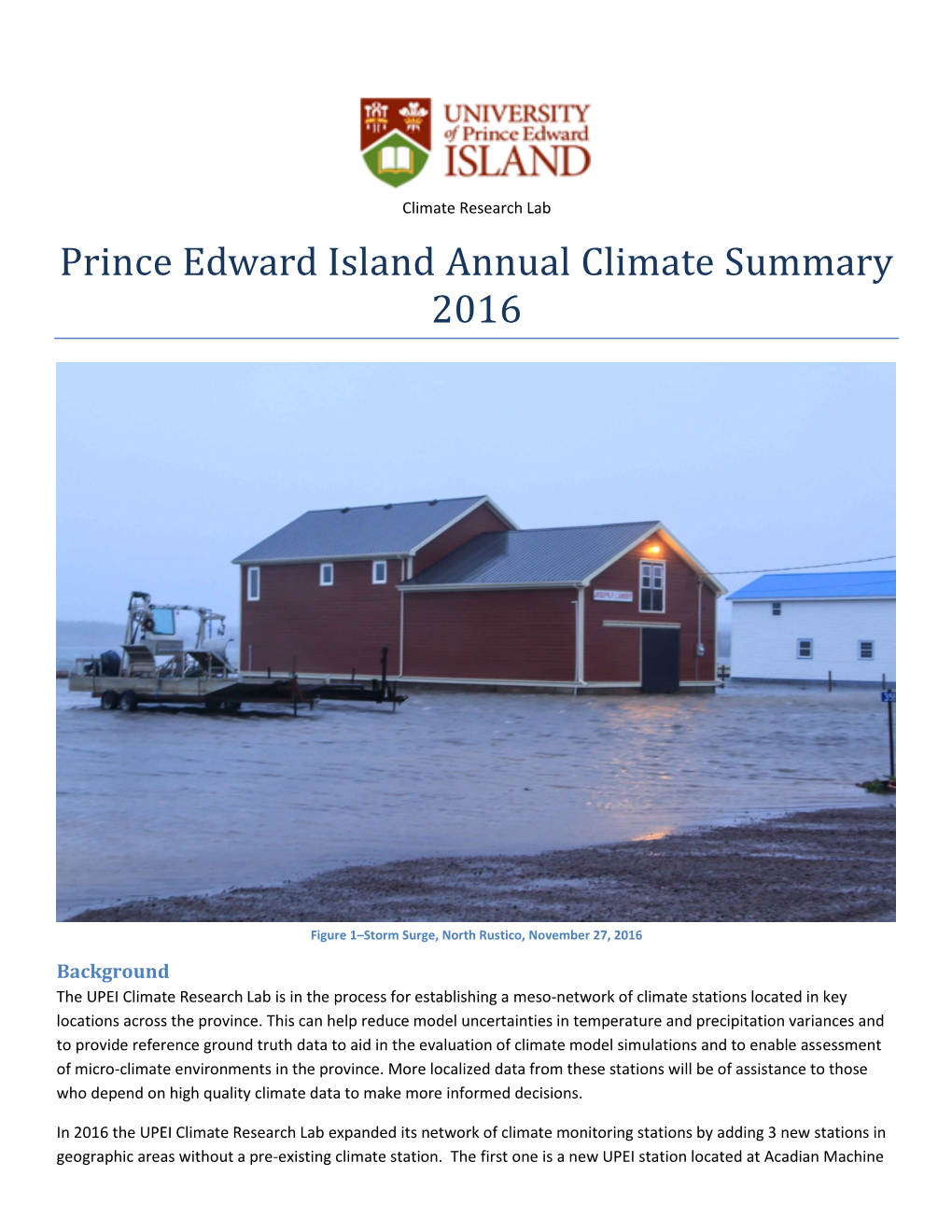 Prince Edward Island Annual Climate Summary 2016