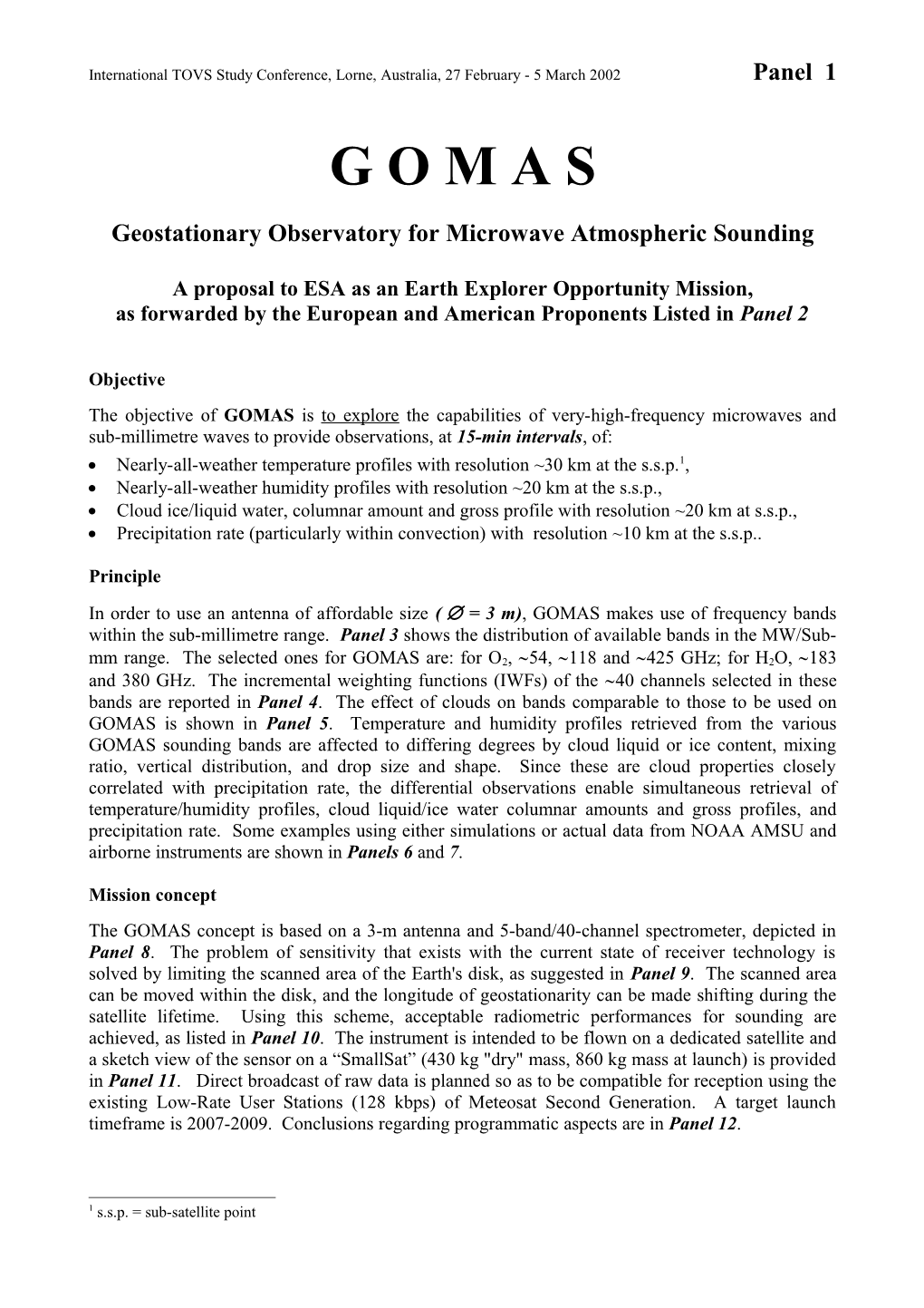 Geostationary Observatory for Microwave Atmospheric Sounding